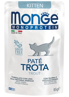 MONOPROTEICO BUSTA CAT KITTEN TROTA GR 85  MONGE
