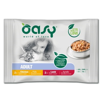 WET CAT BOCCONCINI MULTIPACK ADULT POLLO/AGNELLO 4X85 GR OASY
