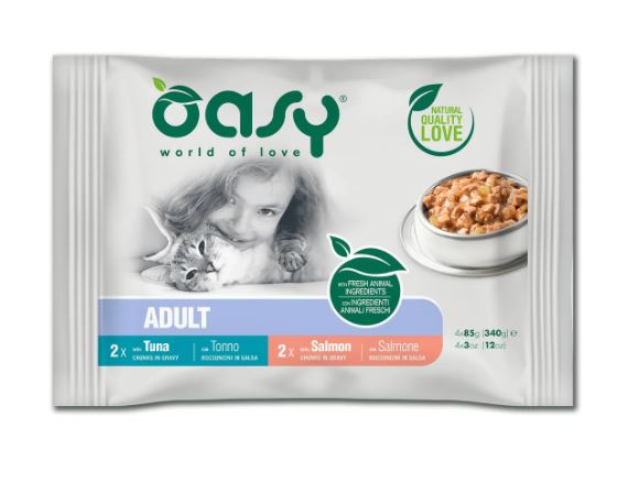 WET CAT BOCCONCINI MULTIPACK ADULT TONNO/SALMONE 4X85 GR OASY