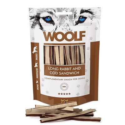 SANDWICH LUNGO DI CONIGLIO E MERLUZZO 100 GR WOOLF