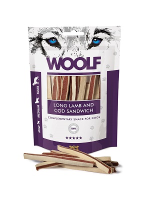 SANDWICH LUNGO DI AGNELLO E MERLUZZO 100 GR WOOLF