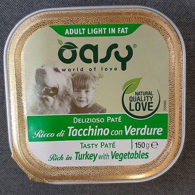 WET DOG DELIZIOSO PATE' ADULT LIGHT IN FAT TACCHINO CON VERDURE 150 GR OASY