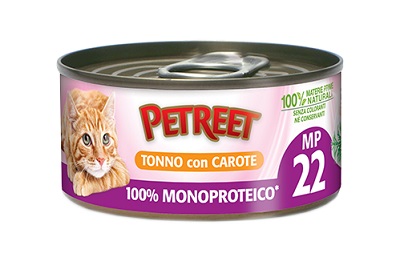 A22 MONOPROTEICO TONNO CON CAROTE GR 60 PETREET NATURA 100%