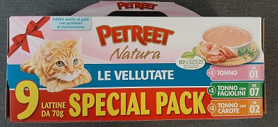 PETREET NATURA LE VELLUTATE 3 GUSTI TONNO 70 GR X 9 LATTINE