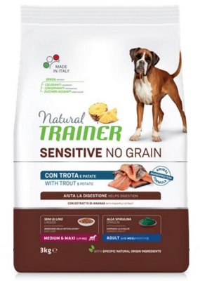 SENSITIVE ADULT M/M TROTA E PATATE NO GRAIN  KG.3 NATURAL TRAINER