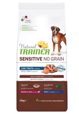 SENSITIVE NO GRAIN M/M CON TROTA E PATATE KG 12 NATURAL TRAINER