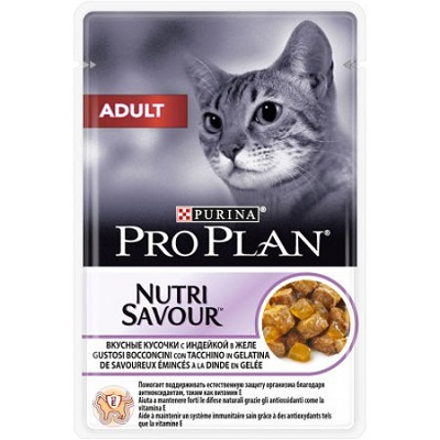 PRO PLAN ADULT CAT GR 85 GUSTOSI BOCCONCINI CON TACCHINO IN GELATINA PURINA