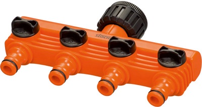 RACCORDO RUBINETTO A 4 USCITE 1/2, 5/8, 3/4 STOCKER