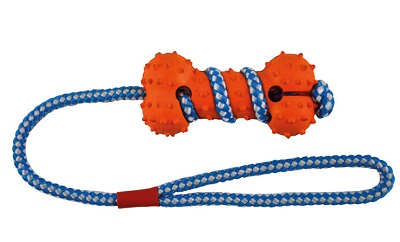 OSSO IN GOMMA 10,5 CM C/CORDA 46 CM