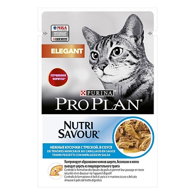 PRO PLAN ELEGANT CAT 85G  TENERI PEZZETTI CON MERLUZZO IN SALSA PURINA