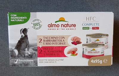 HFC COMP.DOGS 4X95 G MADE IN ITALY POLLO-POMODORO-BAS-TACCHINO BARBAB. RISO  ALM