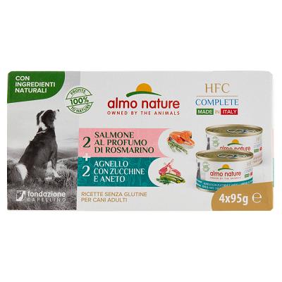 HFC COMPLETE DOGS 4X95 GR MADE IN ITALY AGNE. ZUCCHINE-SALMONE ROSM.  ALMO NATUR