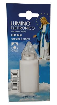LUMINO ELETTRICO CANDELA 30 X95 BIANCO/LED BLU DURATA 1 ANNO  CERERIA UMBRA