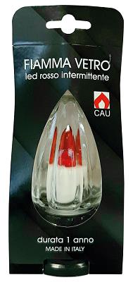FIAMMA VETRO LED ROSSO INTERMITTENTE DURATA 1 ANNO  CERERIA UMBRA