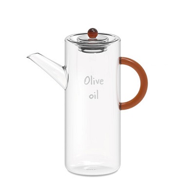 OLIERA VETRO BOROSILICATO 500 ML MANICO MARRONE