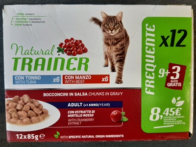 CAT MULTIPACK 12X85 GR TONNO E MANZO NATURAL TRAINER