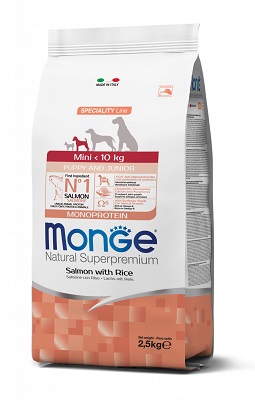 MINI PUPPY/JUNIOR SALMONE, RISO KG 2,5 MONGE
