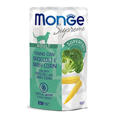 CAT BUSTA SUPREME ADULT TONNO, BROCCOLI, CORN GR 80 MONGE