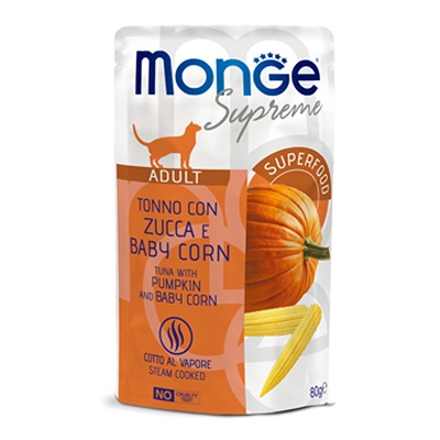 CAT BUSTA SUPREME ADULT TONNO, ZUCCA, CORN GR 80 MONGE