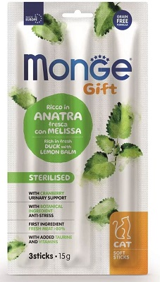 GIFT CAT 3 SOFT STICKS STERILISED ANATRA/MELISSA GR 15 MONGE