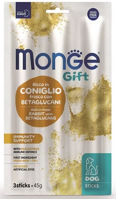 GIFT DOG 3 STICKS IMMUNITY SUPPORT CONIGLIO/BETAGLUCANI GR 45 MONGE