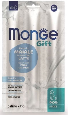 GIFT DOG 3 STICKS PUPPY/JUNIOR MAIALE/LATTE GR 45 MONGE