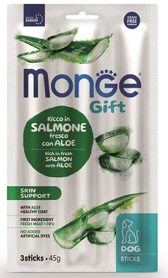 GIFT DOG 3 STICKS SKIN SUPPORT SALMONE/ALOE GR 45 MONGE