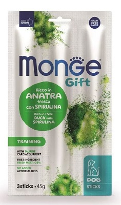 GIFT DOG 3 STICKS TRAINING ANATRA/SPIRULINA GR 45 MONGE