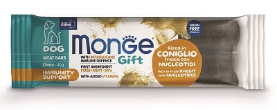 GIFT DOG 2 MEAT BARS IMMUNITY SUPPORT CONIGLIO/NUCLEOTIDI GR 40 MONGE
