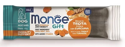 GIFT DOG 2 MEAT BARS MOBILITY SUPPORT TROTA/CURCUMA GR 40 MONGE
