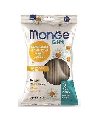 GIFT DOG 7 DENTAL STICKS SENIOR CONIGLIO/CAMOMILLA GR 210 MONGE