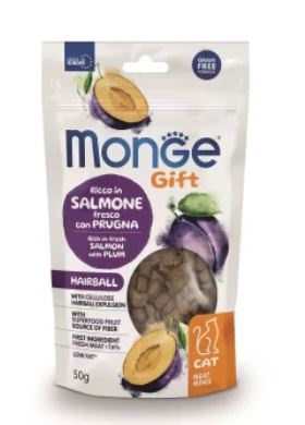 GIFT CAT MEAT MINIS HAIRBALL SALMONE/PRUGNA GR 50 MONGE