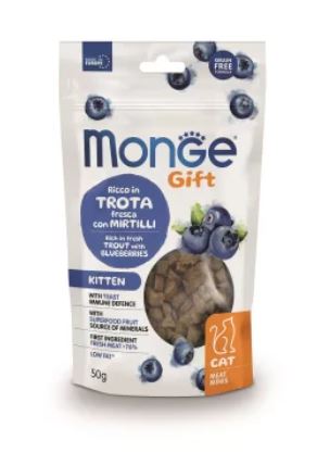 GIFT CAT MEAT MINIS KITTEN TROTA/MIRTILLI GR 50 MONGE