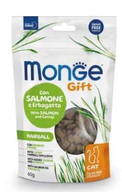 GIFT CAT FILLED AND CRUNCHY HAIRBALL SALMONE/ERBA GATTA GR 60 MONGE