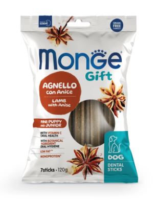 GIFT DOG 7 DENTAL STICKS MINI PUPPY/JUNIOR AGNELLO/ANICE GR 120 MONGE