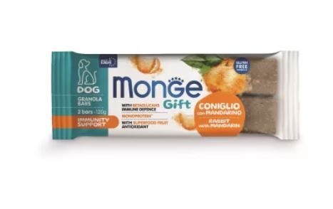 GIFT DOG 2 GRANOLA BARS IMMUNITY SUPPORT CONIGLIO/MANDARINO GR 120 MONGE