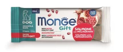 GIFT DOG 2 GRANOLA BARS SKIN SUPPORT SALMONE/MELAGRANA GR 120 MONGE