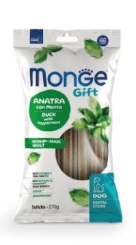 GIFT DOG 7 DENTAL STICKS M/M ADULT ANATRA/MENTA GR 270 MONGE