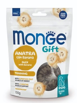 GIFT DOG SUPER M TRAINING ANATRA/BANANA GR 150 MONGE