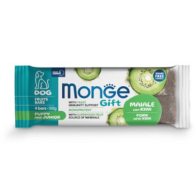 GIFT DOG 4 FRUITS BARS PUPPY/JUNIOR IMMUNITY SUPPORT MAIALE/KIWI GR 100 MONGE