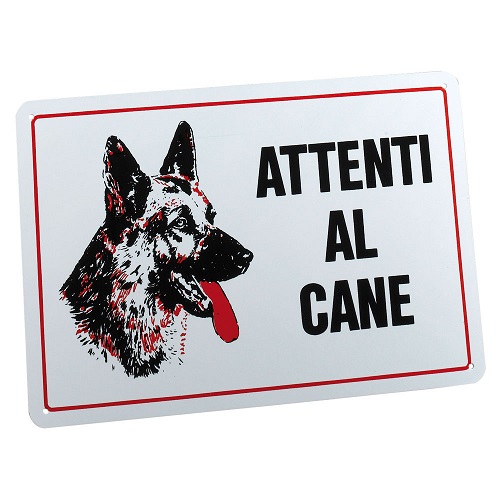 TARGA ATTENTI AL CANE BIANCA FERPLAST