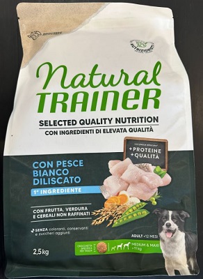 DOG SQN ADULT M/M PESCE BIANCO DILISCATO 2.5 KG NATURAL TRAINER