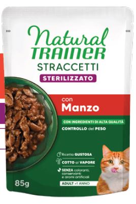 CAT STERILIZED STRACCETTI  MANZO 85 G NATURAL TRAINER