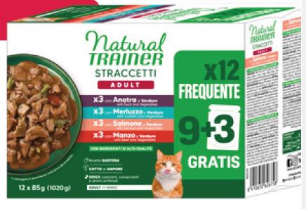 CAT STERILIZZATO 12X85 G STRACCETTI POL/TON/SAL/MAN NATURAL TRAINER
