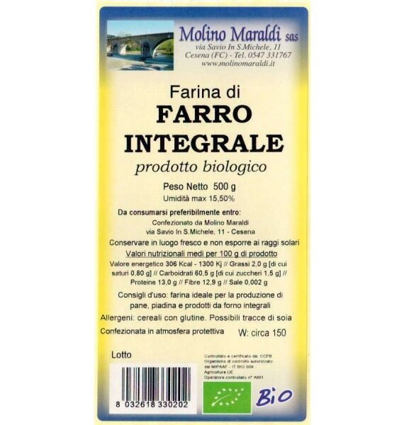 FARINA DI FARRO INTEGRALE BIO GR.500 MARALDI